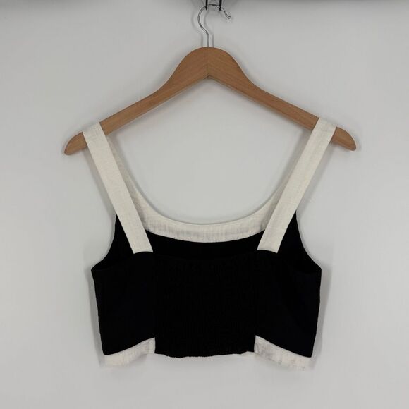 Lulus Instinctively Chic Black and White Linen Sleeveless Cropped Top | Small - Picture 4 of 8